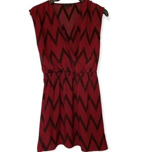 Glam Red&Brown Chevron Mini Dress. Size Small.